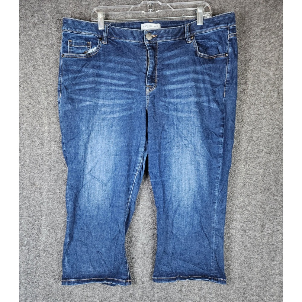 Lane Bryant Pedal Pusher Womens 20 Skinny Pedal Crop Blue Super Stretch EUC